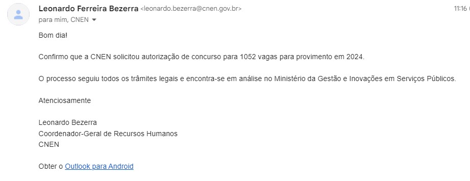Concurso CNEN: órgão confirma último pedido de vagas